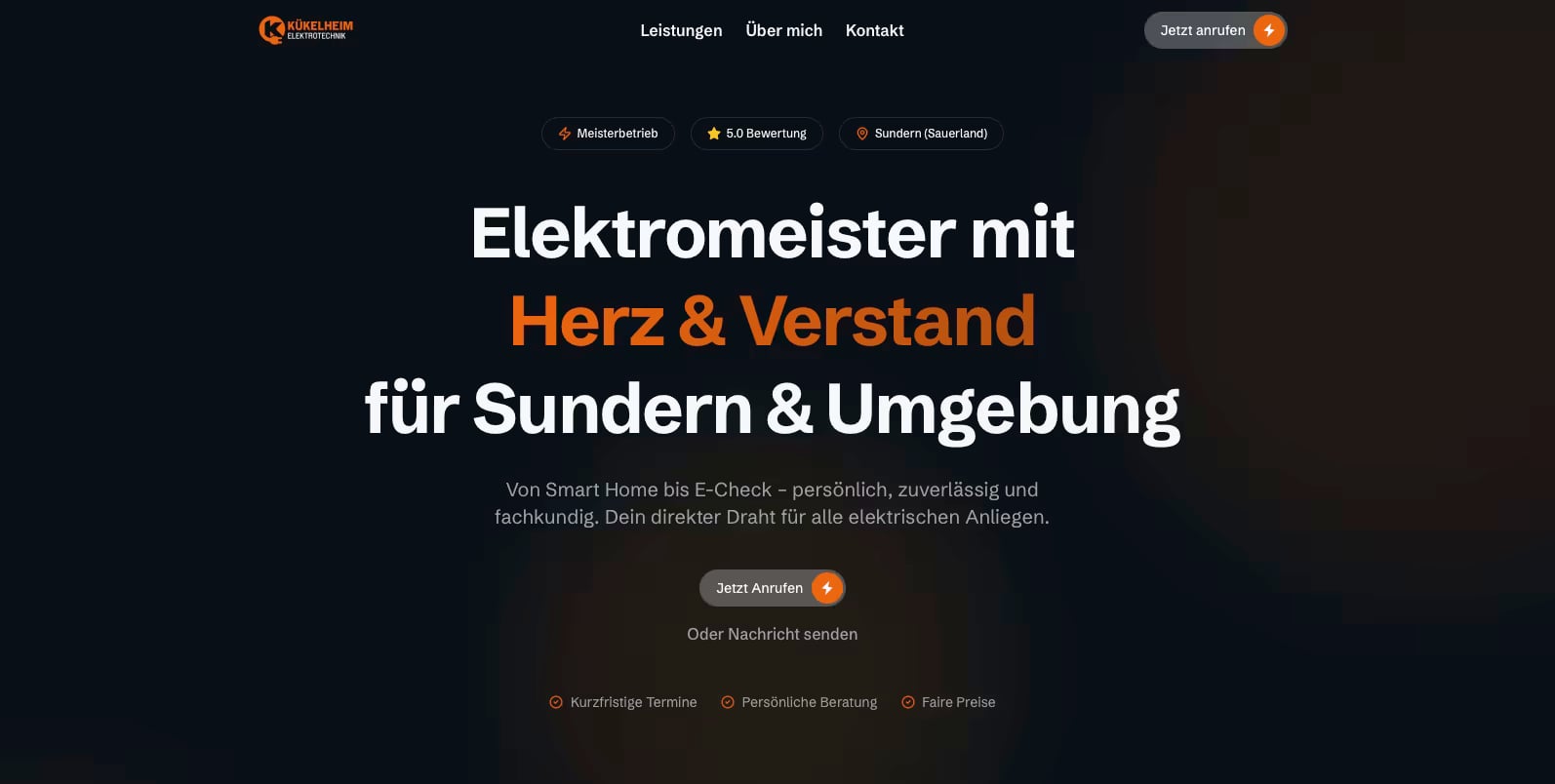 Screenshot der Kükelheim-Elektrotechnik-Homepage